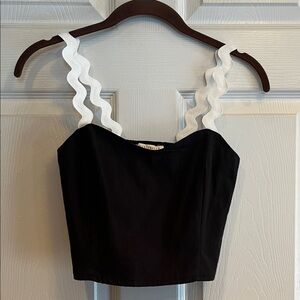 Stylish Black Crop Top with White Accents